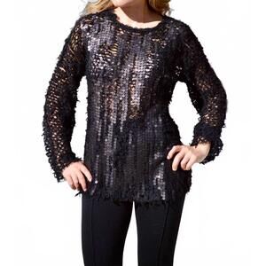 NEW AVIU knit & sequin sweater in black